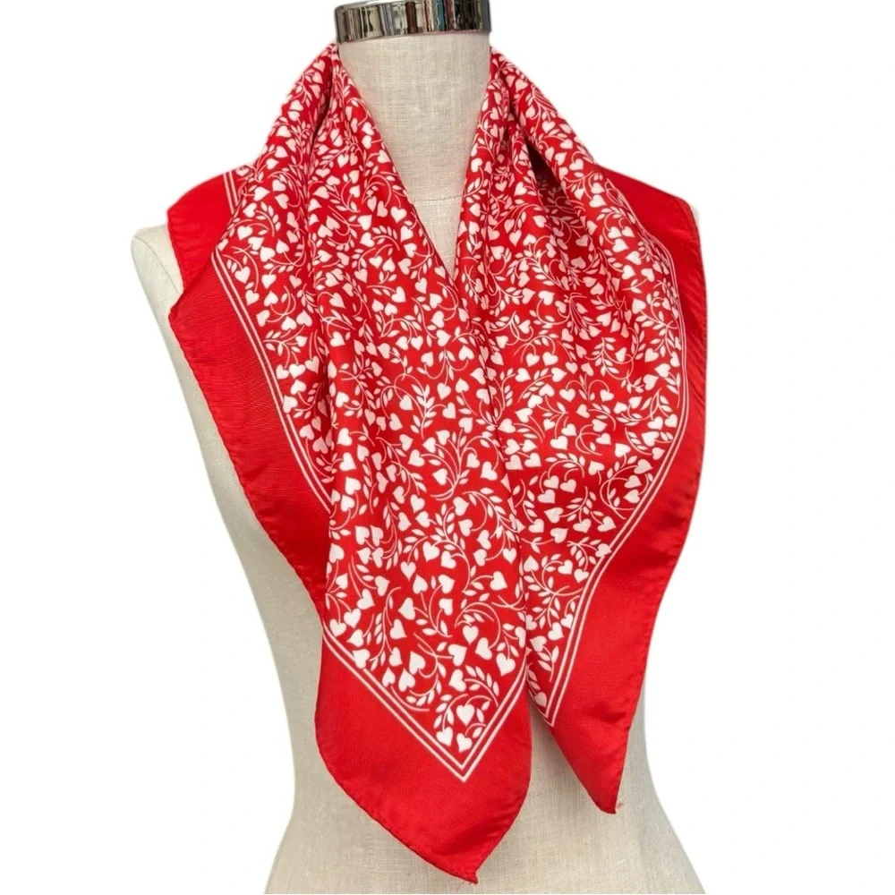 Bundle of 2 Scarves Red Heart Print & Blue Equestrian Horse Bit Square Scarves